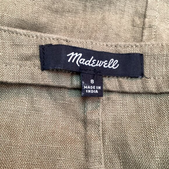 Madewell Womens Scoop Crop Top Size 8 Olive Linen - Picture 6 of 8